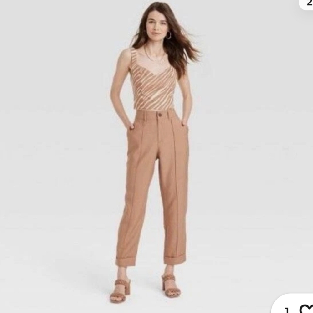 A New Day Women's High-Rise Slim Straight Leg Pintuck Ankle Pants